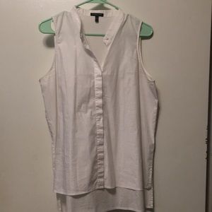 Eileen Fisher white cotton sleeveless blouse